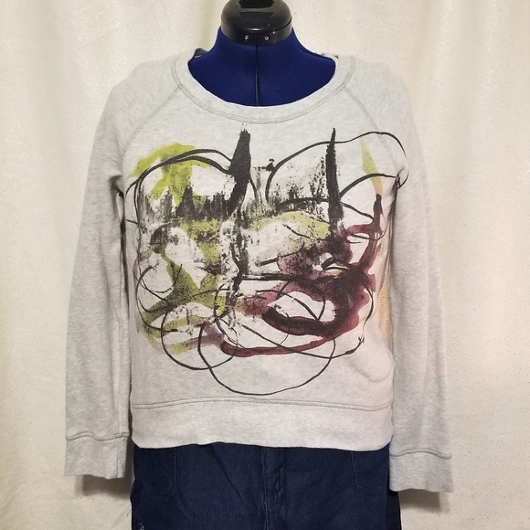 Neiman Marcus gray hi-lo graphic sweatshirt - Picture 2 of 2